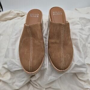Donald Pliner Janella platform wedge mules clog slip-on Brown suede women Sz 10